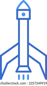 Rocket technology icon with blue duotone style. Computing, diagram, download, file, folder, graph, laptop . Vector illustration
