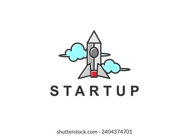 Rocket technology logo design aero space astronout icon symbol.