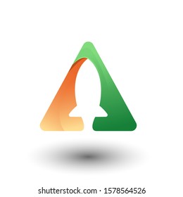 Rocket Technology Logo Design Icon Template. Triangle Shape Vector for Business