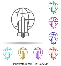 Rocket, technology in multi color style icon. Simple thin line, outline vector of future world icons for ui and ux, website or mobile application