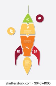 Plantilla de cohetes para diagrama de crecimiento, gráfico, presentación y gráfico de progreso.
