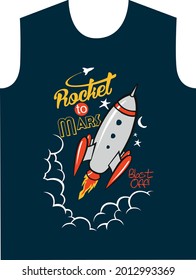 Rocket text with vector illustrations. For t-shirt prints and other uses