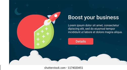 Rocket themed website header design for business, consultancy, seo, hosting, web design, finance and hosting companies.