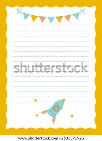 Rocket Themed Writing Page – Space Kids Stationery