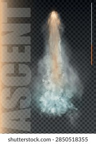 Rocket Thrust Smoke and Fire Effect Isolated on Transparent Background. Vector illustration