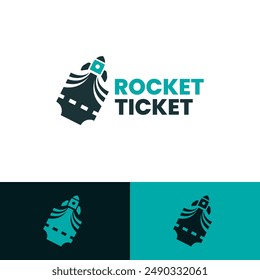 rocket ticket vector logo design