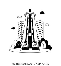 Rocket Tower Outline Illustration EPS 10 File