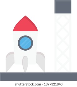 rocket tower vector flat colour icon