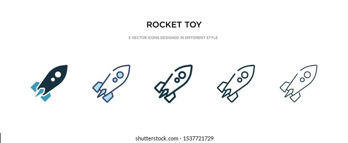 rocket toy icon in different style vector illustration. two colored and black rocket toy vector icons designed in filled, outline, line and stroke style can be used for web, mobile, ui