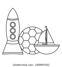 rocket toy and sailboat entertainment