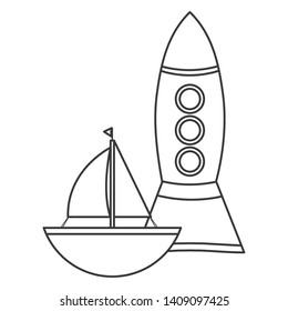 rocket toy and sailboat entertainment
