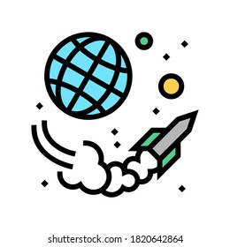 Raketentransportfarbe Symbol Vektorgrafik. Raketentransportschild. einzelne Symbolillustration