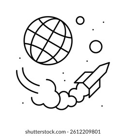 rocket transportation line icon vector. rocket transportation sign. isolated contour symbol black illustration