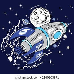 ROCKET TRAVEL TO THE MOON VECTOR