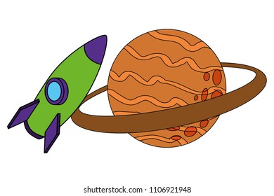 rocket traveling around planet saturn