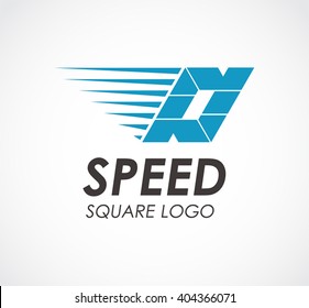 Rocket triangle of arrow booster abstract vector and logo design or template fly space business icon of company identity symbol concept