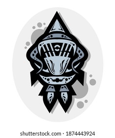 rocket and trophy, vector illustration of a trophy in the shape of a rocket flying in monochrome, for outer space illustration, space mascot logo, space championship, science technology