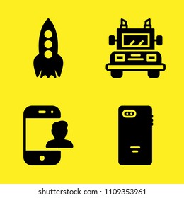 rocket, truck, smartphone and smartphone vector icon set. Sample icons set for web and graphic design