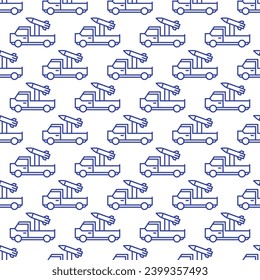 Rocket Truck vector concept minimal thin line seamless pattern