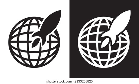 icono del cohete giratorio alrededor de la tierra