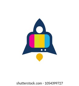 Rocket Tv Logo Icon Design