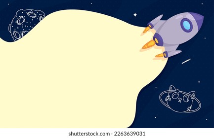 rocket with ufo and meteorite icons