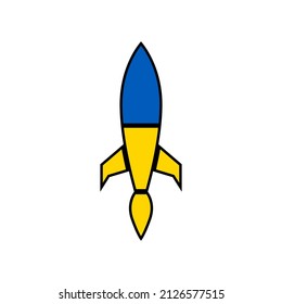 rocket ukraine flag icon design vector illustration.