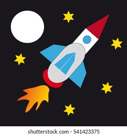 Rocket in universe .Vector illustration.