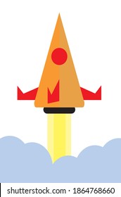 rocket upward with cloud, icon, vector, illustrator.