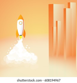 Rocket. Useful for advertising, social media, start up. Business growth concept.