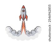 Rocket Vector Art Icon, Rocket booster icon, Rocket launch Vector illustration logo design