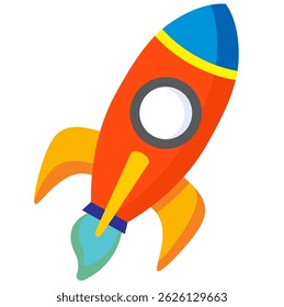 Rocket vector cartoon illustration isolated