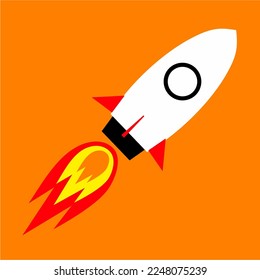rocket vector for children's illustrated book, poster or flayer, simple flat rocket vector