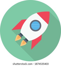 rocket vector circle shadow flat icon