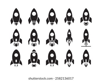Rocket Vector Collection On White Background
