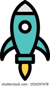 rocket vector colour line icon