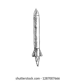 rocket vector doodle sketch isolated on white background