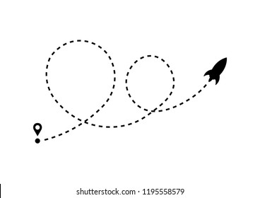 Rocket Vector with Dotted Line Route