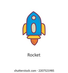 Rocket Vector Filled outline Icon Design illustration. Space Symbol on White background EPS 10 File