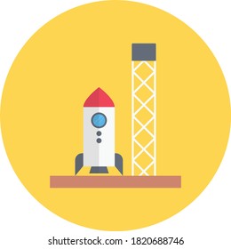 rocket vector flat color icon