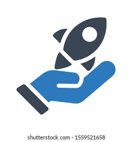 rocket vector glyph  colour icon 