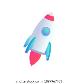 Rocket vector icometric icon. 3d business start up concept, produc startup sign for web site, apps, social media design