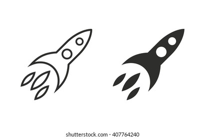 Rocket   vector icon. Black  illustration isolated on white  background for graphic and web design.