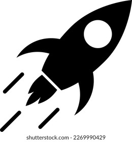 Rocket, vector icon. Black space rocket on a white background. can be used as a logo, icon.