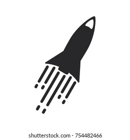 rocket vector icon in flat design