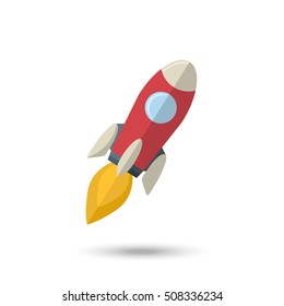 Rocket vector icon in flat style isolated on a white.Start up project