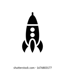 Ilustración de estilo de glifo de icono del vector de cohete.