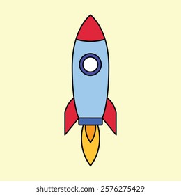 rocket vector icon Illustration on cream color background