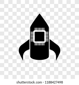 Rocket vector icon isolated on transparent background, Rocket transparency logo concept
