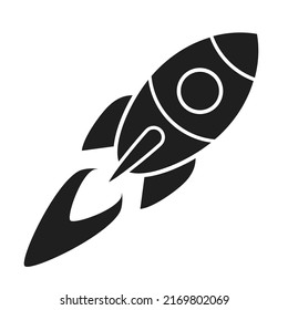 Rocket vector icon isolated on white background, travel in space flat illustration